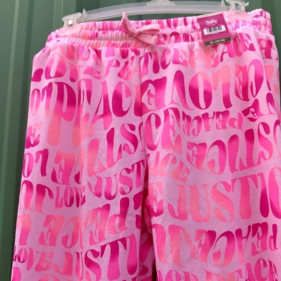 Brand New Girl's Justice Peace Love Pink Jogger Pants Size XL 16/18 Tie Dye - Picture 2 of 3